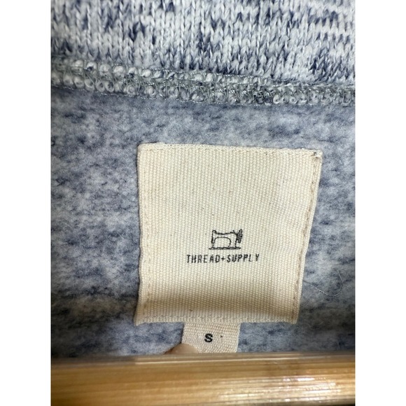 Thread & Supply Full Zip Up Jacket Women's‎ S Blue/Gray Knit Thumb Hole Pockets - Picture 7 of 10